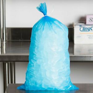 8 lb. 1.5 Mil Blue Heavy Duty Recyclable Plastic Ice Bags Twist Ties 1000/Case