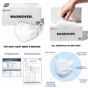 [Pack of 50] KF94 Certified MASKOVER Premium Protective Large, White