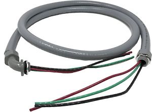 Sealproof Power Whip Assembly, 1/2-Inch x 6 Ft Nonmetallic Liquid Tight Flexible