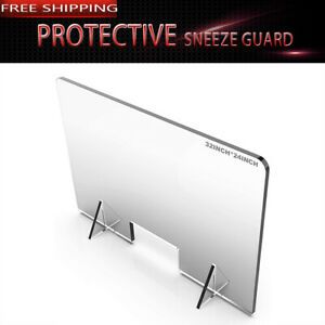 32x24&#034; SNEEZE GUARD Plastic Divider Protection Barrier Shield Checkout Counter