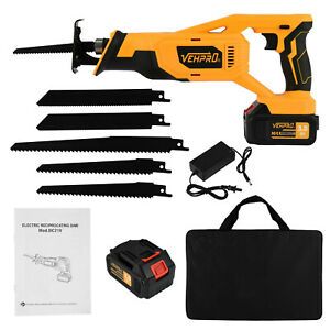 Cordless Electric Reciprocating Saw 5 Blades Wood Metal Cutting Recip Hand Held