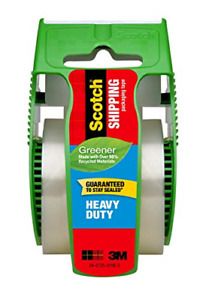 Scotch Heavy Duty Greener Shipping Packaging Tape, 1 Roll with Dispenser, 1.88 x