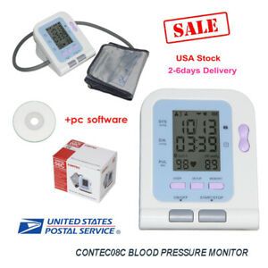 Digital LCD Upper Arm Blood Pressure Monitor Heart Beat Meter Machine USB PC SW