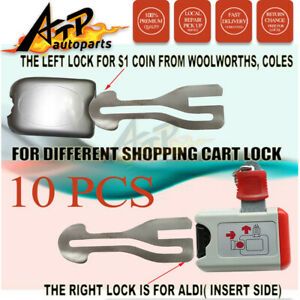 10PCS $1 Coin Removable Shopping Trolley Key Slot ALDI WOOLWORTHS COLES AU