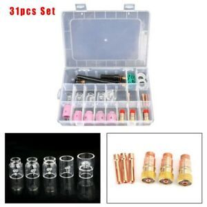 31 Pcs/Set TIG Welding Torch Stubby Gas Lens #12 Heat Glass Cup For WP-17/18/26