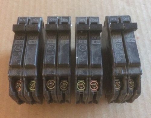Lot Of (4) GE 2 Pole 30 Amp Circuit Breaker THQP230 1/2 Size