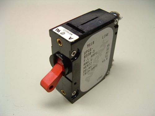 1 airpax upg6-8338-3 circuit breaker 35 amp 32v dc new screw terminals 43a trip for sale