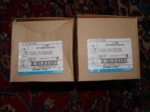 (50) 1&#034; emt set screw couplings thomas &amp; betts tk 123 a (2) contractor packs for sale