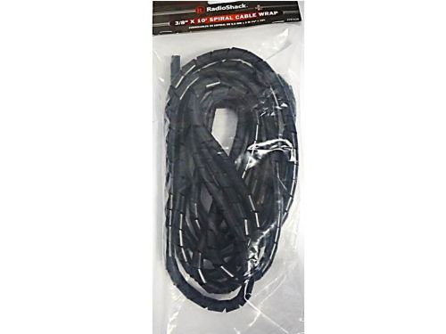 Radioshack spiral cable wrap 3/8&#034; x 10&#039; long uv black # 2781638 for sale