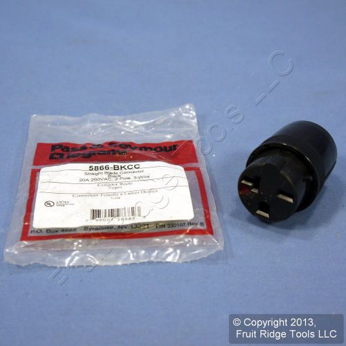 Pass &amp; Seymour Straight Blade Connector Plug 20A 250V NEMA 6-20R 6-20 5866-BK