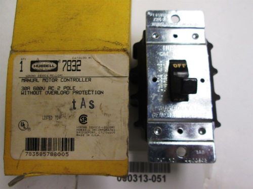 Hubbell Manual Motor Controller HBL7832 30 Amp 2 pole 600 Vac New in old stock b