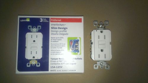 3 pack -&#034; new in box &#034;  leviton x7599-w smart lock pro / tamper resistant gfci for sale