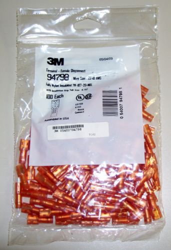 100 pcs 3m 94798 terminal-female disconnect 22-18 awg for sale