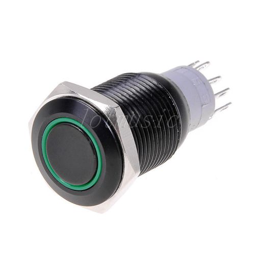 Green angel eye  black led 16mm 12v metal latching push button switch for sale