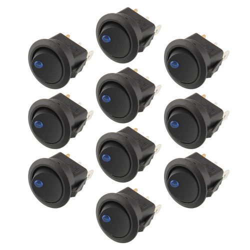 10pcs blue led lighted dot round rocker switch 3pin 19mm car boat vehicle for sale