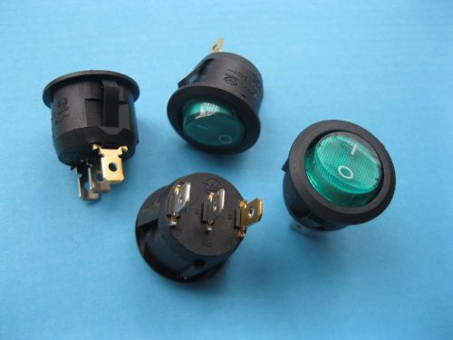 120 pcs circular rocker switch on/off 3pin 6a green cap with red led 19.8mm for sale