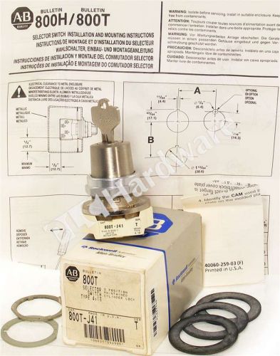 New allen bradley 800t-j41 /t bulletin 3 position cylinder lock selector switch for sale