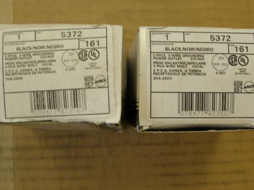 NEW 5372 LEVITON BLACK 2 POLE POWER OUTLET FLUSH MOUNT INDUSTRIAL USE lot of 2