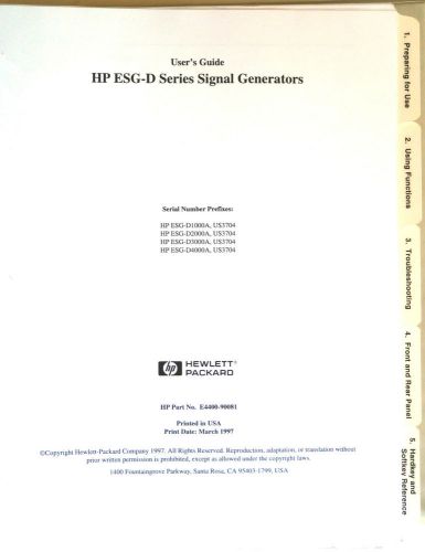 User&#039;s guide hp esg-d series signal generators. original book, excellent cond for sale