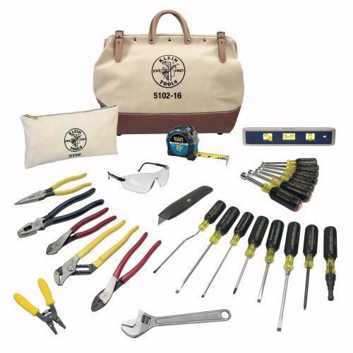 Klein Tools 28 Pc Electrician Tool Set W/ Canvas Bag Nut Driver Crimping Cutting