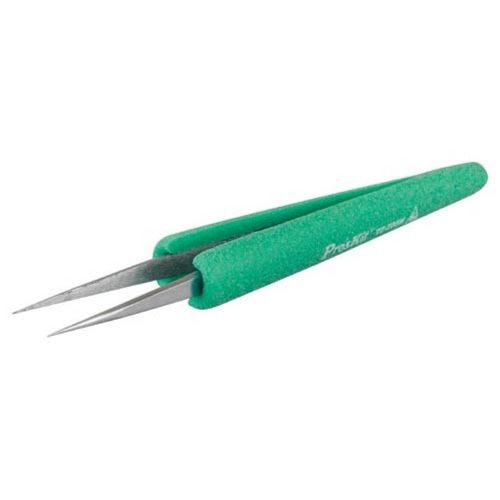 New pro&#039;s kit tz-205n esd safe soft grip fine tip straight tweezer 5-9/16&#034; for sale