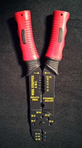 Black Wire Stripper - Wire Cutter w/ Red Grip Handles (tool, electric, trim)
