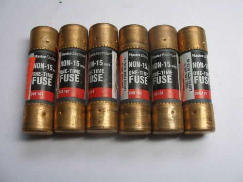 Lot of 6 One Time fuses NON-15, Master Electric