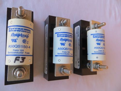 3 Ferraz Shawmut Amptrap A50QS150-4 Semi-conductor 150A 500VAC Fuse with Holders