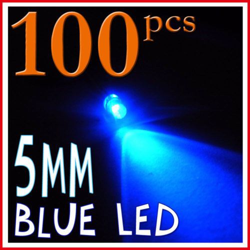 100 x 5mm Ultra Bright Blue 8000 mcd LED Bulb Light