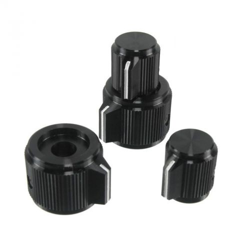 Black Stacked Concentric Knobs with Separate Indicators, 1/4&#034; and 1/8&#034; Shafts