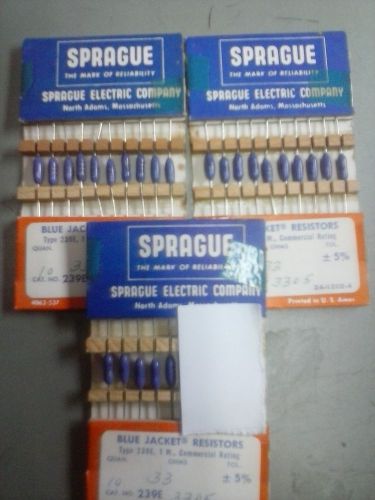 New 25 pcs of Sprague  33 ohm 1W 5% Blue Jacket Resistors Free Shipping