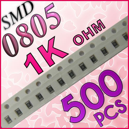 500 1k ohm ohms smd 0805 chip resistors surface mount watts (+/-)5% for sale