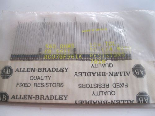 Lot Of 50 Carbon Comp Resistor 560 Ohms 1/4 Watt 10% Allen-Bradley RC07GF561K