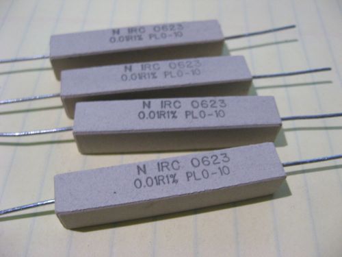 Qty 10 IRC PLO10-R010F Ceramic Cement 0.01 Ohm 1% 10W Resistors High Power NOS