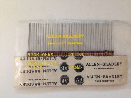 *NEW* 50 Allen Bradley Carbon Comp Resistors 820K ohms 1/4 watt 5% Tol