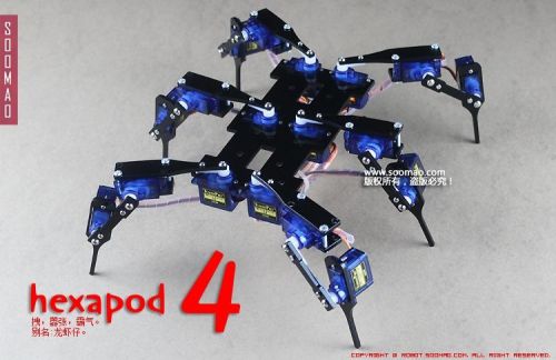 6 leg 18 dof robot black spider robot bracket stent  + 18pcs sg90 9g servo motor for sale