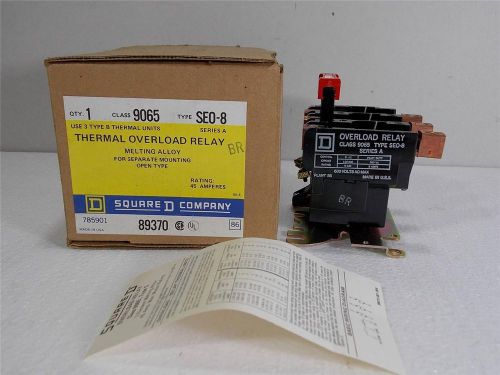 NEW SQUARE D SE08 CLASS 9065 SERIES A 45AMPS 600VAC MAX THERMAL OVERLOAD RELAY