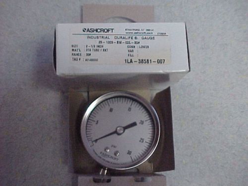 *new* ashcroft 2-1/2&#034; industrial duralife pressure gauge  1la-38581-007 for sale