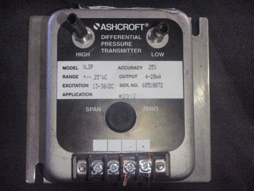 Ashcroft XLdp +/- .25 WC Differential Pressure Transmitter 4-20 mA output.