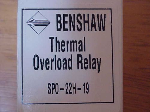 Benshaw Thermal Overload Relay New in Box SPO-22H-19 Electronics #K711