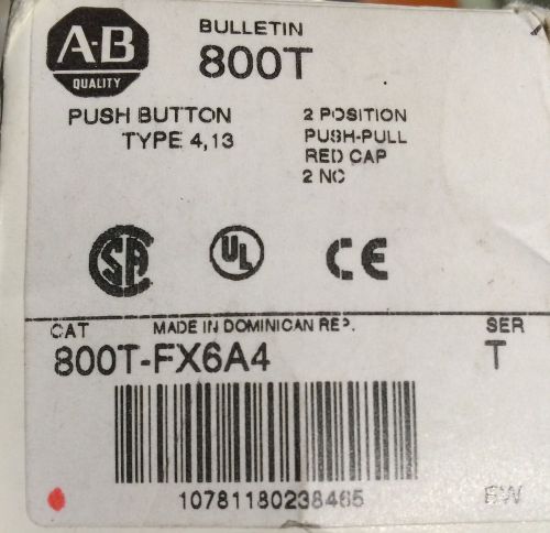 Allen Bradley 800T-FX6A4  800TFX6A4 Pushbutton RED Push/Pull **NEW IN BOX**