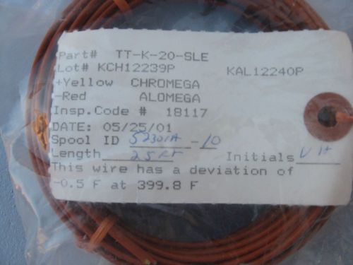 Omega TT-K-20 Thermocouple Wire - Type K - 25 Ft