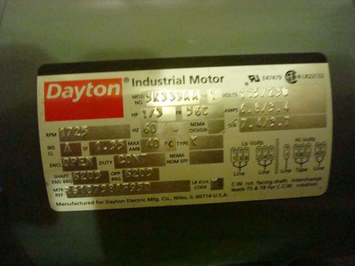 DAYTON INDUSTRIAL MOTOR 5K339AA HP 1/3