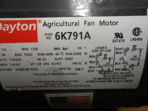 Dayton agricultural motor 1/2 hp for sale