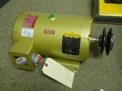 Baldor reliance super e motor, 5hp, 460 volts, 3 ph, adjustable pulley for sale
