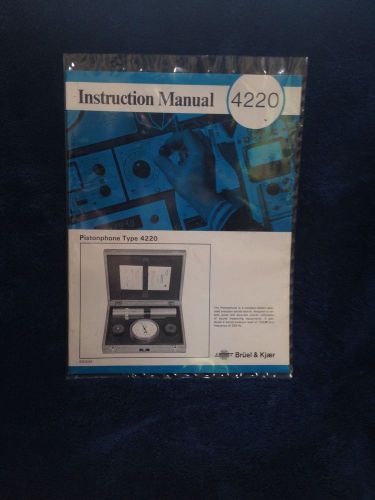Bruel And Kjaer 4220 Instruction Manual Pistonphone 4220. Bruel&amp;kjaer. Hearing
