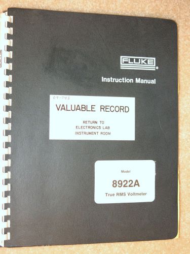 Fluke 8922A True RMS Voltmeter Instruction Manual, Original