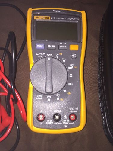 Fluke 117 true rms electricians multimeter with case and red/black leads no inst for sale