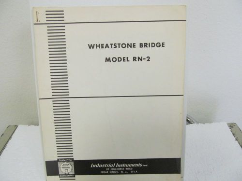 Industrial Instruments RN-2 Wheatstone Bridge Operation Manual w/schematic