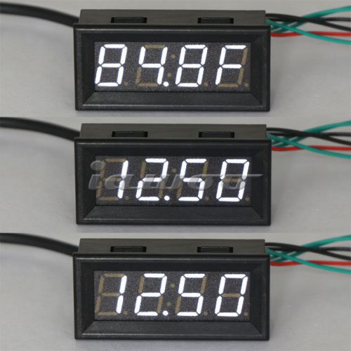 White LED Digital Fahrenheit Thermometer Time Auto Gauges Voltmeter 18B20 Sensor